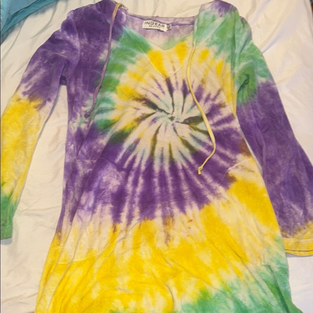 “It has pockets!” Indera Tie-Dye Hooded Long Sleeve Dress or Tunic
